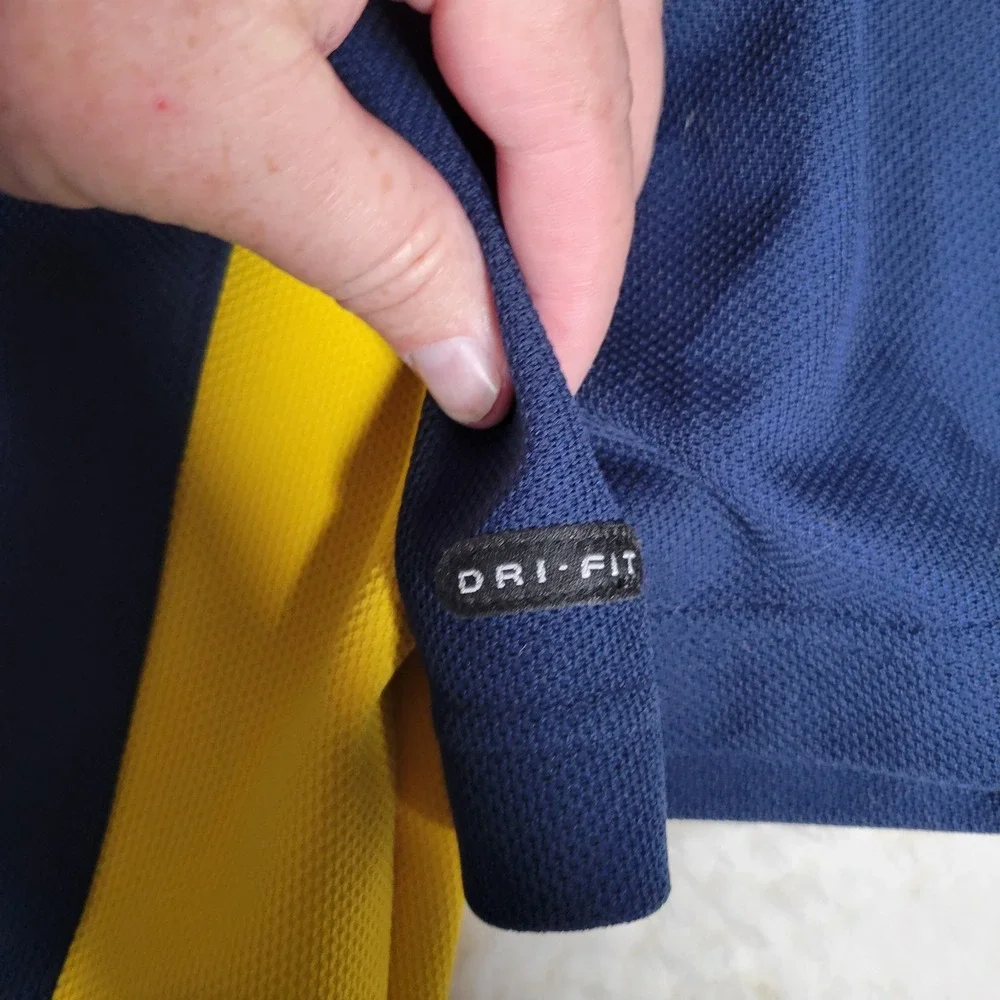 Nike Polo Shirt Mens XXL Blue Michigan Wolverines Dri-FIT Colorblock Authentic - Picture 4 of 16